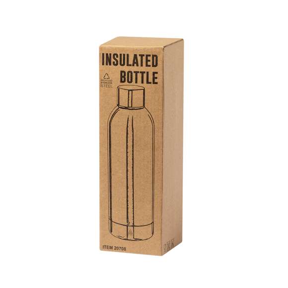 Bidón térmico de doble capa en Acero Inox Reciclado de 500 ml de capacidad. Cierre de rosca para un sellado óptimo y con logotipo Acero Inox Reciclado. Presentado en atractiva caja de diseño kraft.El acero es uno de los materiales más demandados y que puede encontrarse casi en todas partes, desde productos de uso diario a grandes construcciones. Con innumerables propiedades, entre las que cabe destacar la durabilidad y su alto grado de reutilización, convirtiéndolo en una alternativa muy valorada en soluciones de sostenibilidad. Debidamente tratado, permite obtener nuevos recursos de infinita utilización.