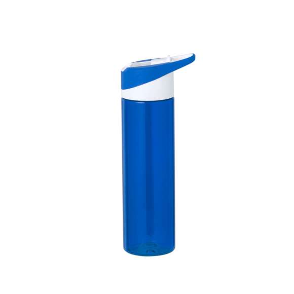 Bidón en RPET de 600 ml de capacidad. Libre de BPA, con sistema de fácil apertura, dosificador con pajita incluida y asa de transporte a juego. Disponible en variada gama de colores brillantes y presentado en atractiva caja de diseño kraft.El material RPET se elabora a partir de plástico reciclado, para así fomentar la reutilización de residuos plásticos y ayudar a la sostenibilidad del planeta.