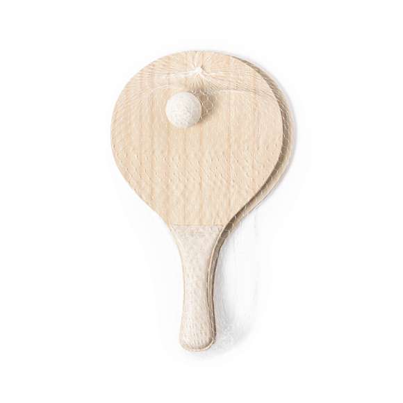 Par de palas de playa especiales para la sublimación. Fabricadas en madera, con mango reforzado en caña de trigo. Zona especial para la sublimación en la parte plana de la pala con posibilidad de diseños a todo color. Logotipo en el mango. Presentadas en bolsa de rejilla, con pelota de caña de trigo.La caña de trigo fomenta la utilización de materias primas naturales, reduciendo así las emisiones contaminantes.