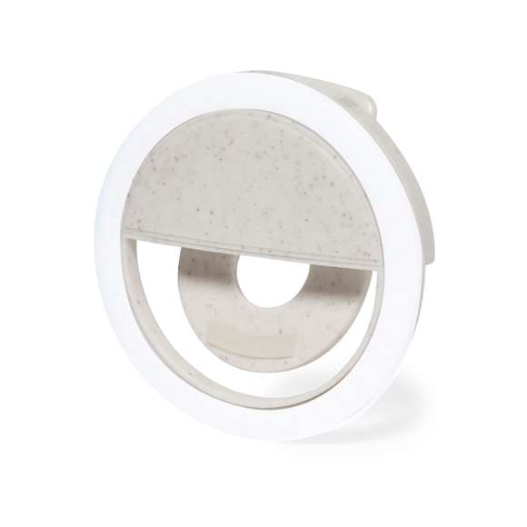 Anillo de luz LED para smartphone, fabricado en resistente caña de trigo. Ajustable a cualquier smartphone, con 36 LEDs y 3 niveles de intensidad de luz. Batería de 80 mAh y recargable por USB (cable Micro USB incluido). Presentado en atractiva caja de diseño, con manual de instrucciones disponible en español e inglés.La caña de trigo fomenta la utilización de materias primas naturales, reduciendo así las emisiones contaminantes.