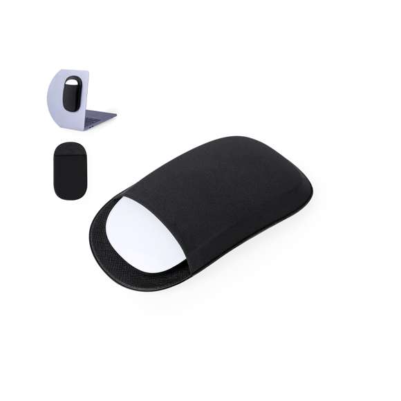 Práctica funda para diferentes accesorios confeccionada en flexible licra de color negro. Con adhesivo 3M, de fijación extra fuerte y libre de residuos al despegarlo del dispositivo.