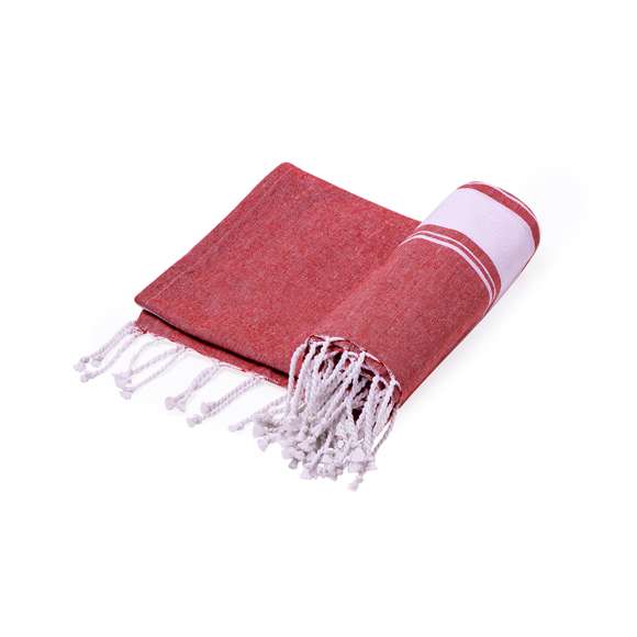 Suave pareo de toalla de 180g/m2 en combinación de algodón y poliéster. Disponible en variada gama de colores en tono bicolor. Presentado individualmente en bolsa.
