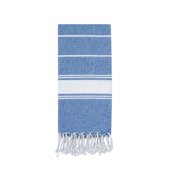 Suave pareo toalla en 100% algodón reciclado de 180g/m2. Disponible en variada gama de colores en tono bicolor. Logotipo en etiqueta lateral. Presentado individualmente en bolsa.