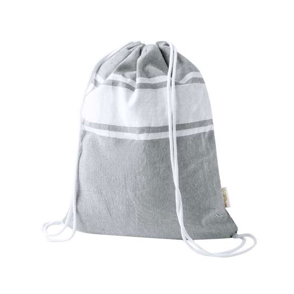 Mochila pareo de 180x90cm en resistente algodón reciclado de 170g/m2 en variados colores. Con plegado especial que la convierte en mochila de cuerdas para cómodo transporte. Con logotipo algodón reciclado en etiqueta exterior. Presentado en bolsa individual.