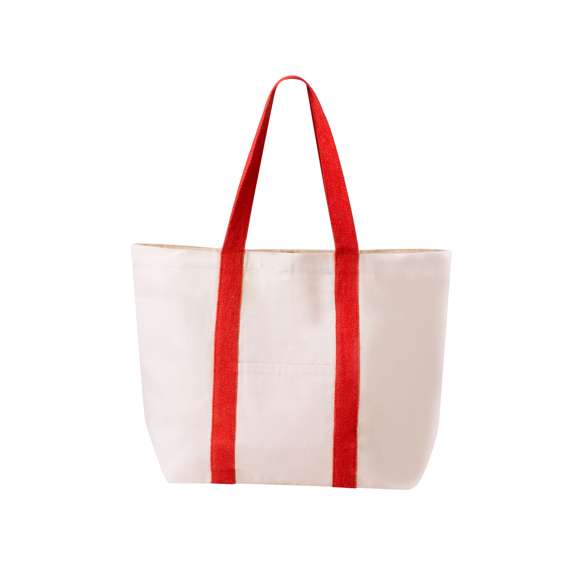 Bolsa fabricada en resistente algodón de 280g/m2. De acabado cosido, cierre de botón, fuelle y asas largas de 60cm reforzadas, en diversos colores. Además, tiene bolsillo exterior de fácil acceso y otro interior con cierre de cremallera. Resistencia hasta 10kg de peso.