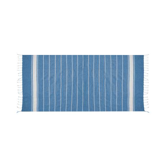Suave pareo de toalla de 180g/m2 en combinación de algodón y poliéster. Disponible en variada gama de colores en tono bicolor. Presentado individualmente en bolsa.