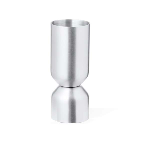 Medidor de bebidas en acero inox de acabado mate. Diseñado especialmente para marcaje en láser y presentado en caja de diseño kraft.
