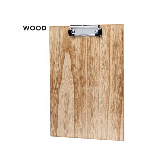 Excelente organizador en suave madera tamaño A4. Con resistente pinza para documentación y presentada individualmente en caja de diseño kraft.