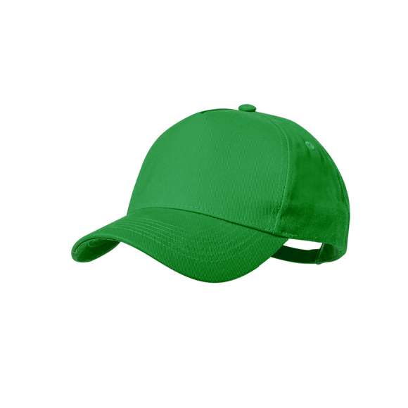 Gorra de 5 paneles en Algodón Orgánico de suave acabado. Con cierre ajustable de hebilla y orificios de ventilación bordados. Disponible en variada gama de colores, con logotipo en etiqueta.