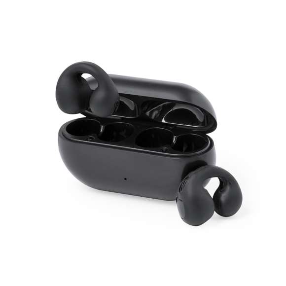 Auriculares open ear con conexión Bluetooth 5.3 y función manos libres. Diseñados para ajustarse perfectamente a las orejas con su práctico clip, ofreciendo una experiencia auditiva sin molestias. Botón de control táctil integrado en el auricular, con base de carga a juego y batería de 200 mAh, con conexión Tipo C y cable de carga incluido. Presentados en caja individual de diseño kraft, con manual de instrucciones en español e inglés.Fabricados conforme a los estándares RoHS y en cumplimiento con los siguientes requisitos de seguridad:Sistema de protección contra sobrecalentamiento.Sistema de protección contra sobrecarga.Sistema de bloqueo para evitar cortocircuitos.