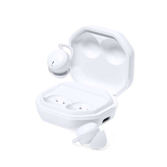 Auriculares intraurales en elegante acabado blanco y conexión Bluetooth 5.0. De diseño ergonómico y compacto, permitiendo apoyar la oreja o cubrirla sin ocasionar molestias. Incluyen botón de control táctil integrado en el auricular, con base de carga a juego. Función manos libres y recargables, con cable Tipo C incluido. Presentados en estuche individual de lujo con tapa de bisagra y con base de carga de 250mAh. Presentados en atractiva caja de diseño kraft, con manual de instrucciones en español e inglés.Fabricados conforme a los estándares RoHS y en cumplimiento con los siguientes requisitos de seguridad:Sistema de protección contra sobrecalentamiento.Sistema de protección contra sobrecarga.Sistema de bloqueo para evitar cortocircuitos.