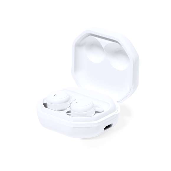 Auriculares intraurales en elegante acabado blanco y conexión Bluetooth 5.0. De diseño ergonómico y compacto, permitiendo apoyar la oreja o cubrirla sin ocasionar molestias. Incluyen botón de control táctil integrado en el auricular, con base de carga a juego. Función manos libres y recargables, con cable Tipo C incluido. Presentados en estuche individual de lujo con tapa de bisagra y con base de carga de 250mAh. Presentados en atractiva caja de diseño kraft, con manual de instrucciones en español e inglés.Fabricados conforme a los estándares RoHS y en cumplimiento con los siguientes requisitos de seguridad:Sistema de protección contra sobrecalentamiento.Sistema de protección contra sobrecarga.Sistema de bloqueo para evitar cortocircuitos.