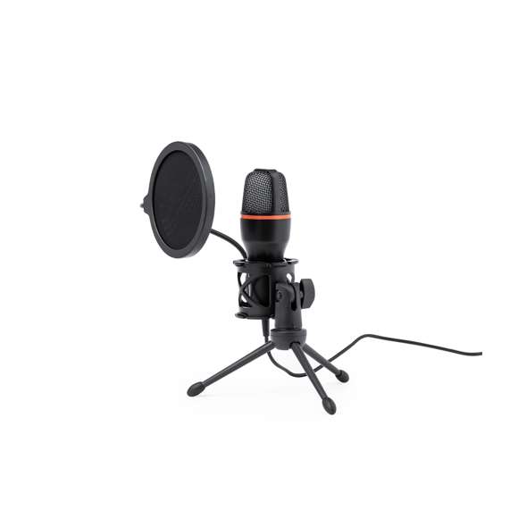 Micrófono de condensador de gran calidad de audio, idóneo para emisiones en directo, videollamadas o grabación de podcasts entre otros muchos usos. Con sistema de reducción de ruido y filtro anti-pop para que no se reproduzcan “pops” y/o siseos indeseados al pronunciar sonidos como la t, la p, o la s. Retroiluminado por LEDs multicolor y con fácil sistema de conexión plug and play mediante cable USB, compatible con PC y otros dispositivos. Incluye trípode ajustable que permite colocarlo en cualquier sitio, además de contar con rotación 360º y ajuste vertical. Presentado individualmente en caja de diseño kraft, con manual de instrucciones en español e inglés.