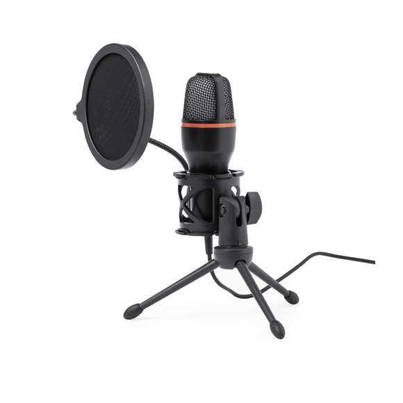 Micrófono de condensador de gran calidad de audio, idóneo para emisiones en directo, videollamadas o grabación de podcasts entre otros muchos usos. Con sistema de reducción de ruido y filtro anti-pop para que no se reproduzcan “pops” y/o siseos indeseados al pronunciar sonidos como la t, la p, o la s. Retroiluminado por LEDs multicolor y con fácil sistema de conexión plug and play mediante cable USB, compatible con PC y otros dispositivos. Incluye trípode ajustable que permite colocarlo en cualquier sitio, además de contar con rotación 360º y ajuste vertical. Presentado individualmente en caja de diseño kraft, con manual de instrucciones en español e inglés.