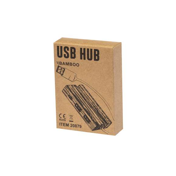 Puerto USB 2.0 fabricado en bambú. Con 1 puerto Tipo C y 2 puertos USB. Además, incluye un práctico soporte para smartphone o tablet. Presentado en atractiva caja de diseño eco.Materiales como el bambú fomentan la utilización de materias primas naturales, reduciendo las emisiones contaminantes. Proviene de una planta de gran resistencia y versatilidad, con crecimiento y regeneración rápidos, siendo una excelente alternativa al uso de madera tradicional.
