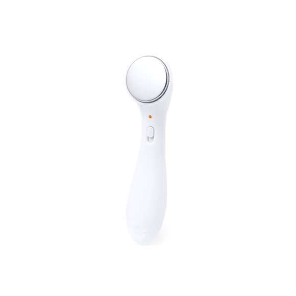 Limpiador facial eléctrico. Eficaz instrumento de belleza para limpiar en profundidad la piel del rostro mediante la vibración, provocando placentero masaje con su base plana y ayudando a abrir los poros para una mejor higienización. Con posibilidad de escoger entre corrientes positivas o negativas, funciona con pila de botón (incluida). Presentado en una caja de diseño kraft.