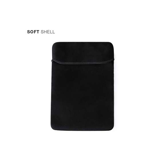 Práctica funda de tablet fabricada en soft shell. Capacidad para una tablet máximo de 10 pulgadas en color negro.