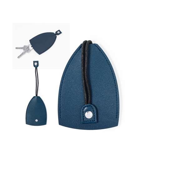 Original llavero-funda de polipiel para llevar siempre las llaves protegidas. Con mecanismo de guardado tirando del cordón y cierre de corchete. Disponible en variada gama de colores y presentado individualmente en bolsa de papel reciclado.