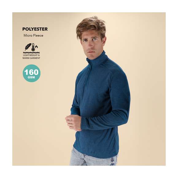 Forro polar unisex, fabricado en cálido y suave polar fleece peinado de 160g/m2, con efecto melange. Cierre de cremallera a juego en el cuello, con solapa para cubrir la cremallera. Disponible en varios colores y en tallas XS, S, M, L, XL, XXL.
