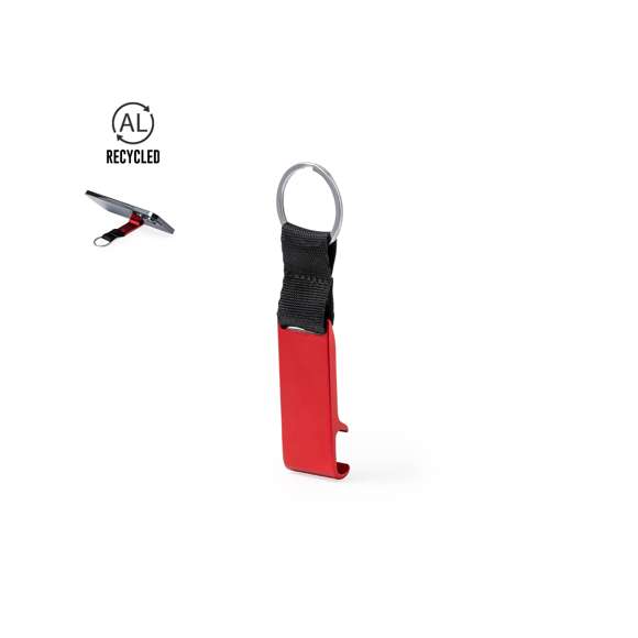 Llavero soporte fabricado en Aluminio Reciclado, especialmente diseñado para smartphone y tablet. De acabado mate, con cinta en nylon de color negro e ideal para marcaje en láser. Disponible en amplia gama de colores, con logotipo Aluminio Reciclado grabado y presentado individualmente en bolsa reciclada. El Aluminio Reciclado es un material con posibilidades de reciclaje casi infinitas, sin perder sus propiedades originales y consumiendo menos energía en este proceso.Certificación GRS (Global RecycLED Standard / Estándar de Reciclaje Global), que garantiza el origen reciclado del material usado para fabricar el producto.