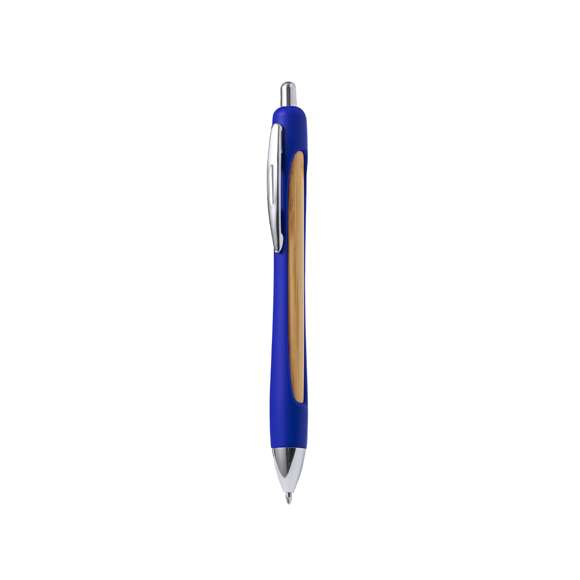 Elegante bolígrafo pulsador de RABS y bambú. Con un diseño logotipo que incorpora la combinación de bambú y RABS en una variedad de colores vibrantes a lo largo de la caña. De mecanismo pulsador y tinta azul con botón, clip y punta cromados. Presentado individualmente en bolsa reciclada. El RABS es un plástico altamente reciclable de gran resistencia y con multitud de aplicaciones que lo convierten en una solución eco-friendly. Con certificación RCS, que garantiza el origen reciclado del mismo y con logo RABS grabado.