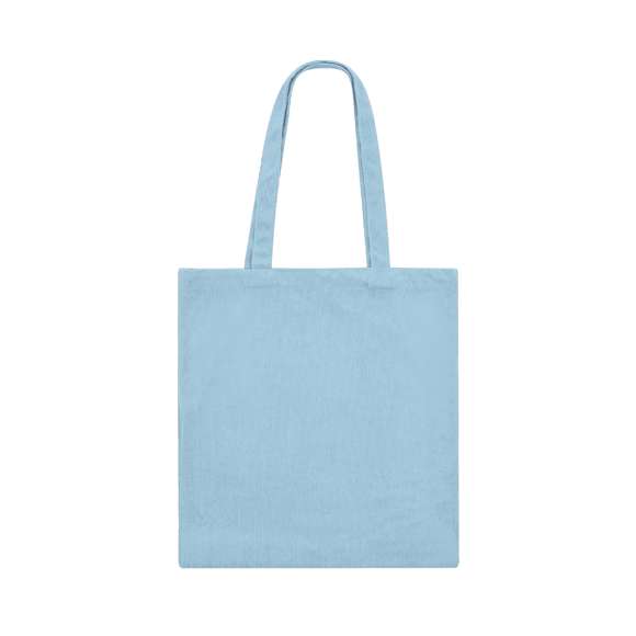 Bolsa confeccionada en resistente poliéster de 260g/m2, ofrece un acabado cosido con un tacto de pana y asas largas reforzadas de 60 cm. Disponible en una variada gama de colores, esta bolsa presenta una resistencia que la hace capaz de soportar hasta 9 kg de peso.