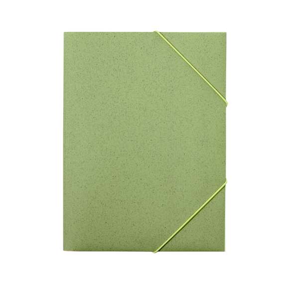 Carpeta fabricada a partir de caña de trigo. Tapa flexible, con interior especial para sujetar los folios y banda elástica de cierre. Disponible en varios colores.La caña de trigo fomenta la utilización de materias primas naturales, reduciendo así las emisiones contaminantes.