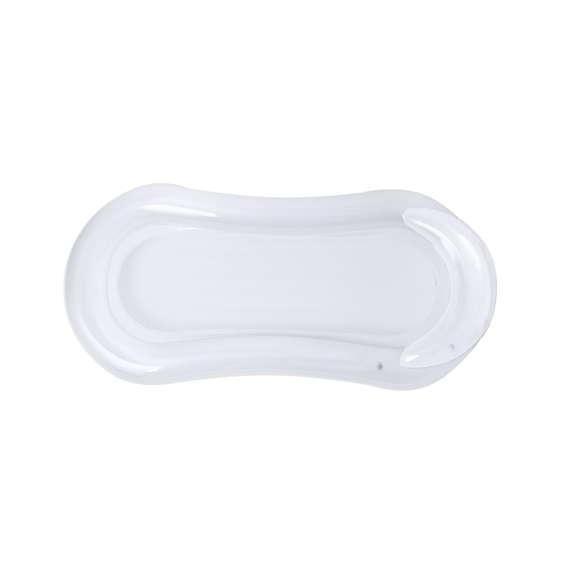 Original colchoneta en resistente PVC. Incluye una cómoda almohada para la cabeza, con diseño bitono, en colores transparente y blanco. Incluye una resistente redecilla central en poliéster de color blanco. Con plegado especial para fácil impresión. Se sirve desinflada y en una práctica bolsa individual reciclada.