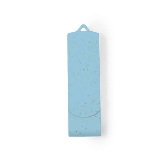 Memoria USB de 16GB de capacidad. Fabricada en caña de trigo, con clip giratorio a juego y disponible en variada gama de colores. Presentada en estuche individual de diseño eco, fabricado en caña de trigo de acabado natural y con interior troquelado.La caña de trigo fomenta la utilización de materias primas naturales, reduciendo así las emisiones contaminantes.