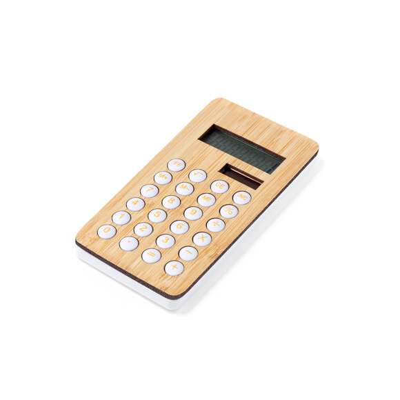 Calculadora de 8 dígitos fabricada en bambú. Funciona con energía solar, con alimentación auxiliar a pilas (de botón incluida). Mecanismo de apagado automático y suaves teclas de silicona. Presentada en atractiva caja de diseño kraft.Materiales como el bambú fomentan la utilización de materias primas naturales, reduciendo las emisiones contaminantes. Proviene de una planta de gran resistencia y versatilidad, con crecimiento y regeneración rápidos, siendo una excelente alternativa al uso de madera tradicional.