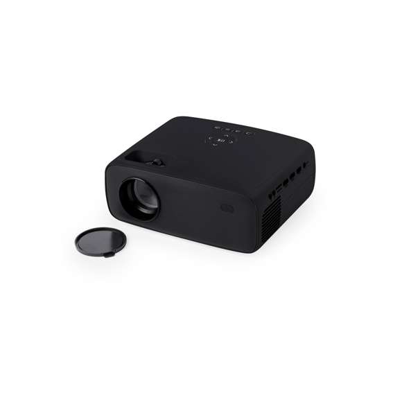 Proyector con conectividad bluetooth y WiFi que proporciona una fantástica experiencia audiovisual. Fabricado en resistente ABS de color negro, con regulador de enfoque y ángulo para un óptimo visionado. Saca una potencia de 7.000 lúmenes, con resolución 720p, e incorpora un potente altavoz de 5W. Además, cuenta con multitud de conexiones: 3xHDMI (1 conector macho + 2 conectores hembra), conexión USB, salida de audio jack de 3,5 mm y entrada de audio jack de 3,5 mm. Con ranura para tarjetas de memoria Micro SD y mando a distancia para un cómodo y fácil manejo del dispositivo. Incluye cable de alimentación CA 220V-240V y viene presentado en caja de diseño kraft.