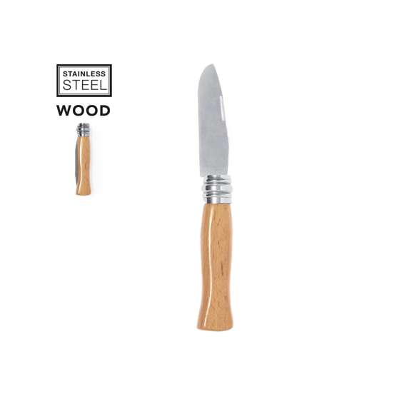 Navaja fabricada en resistente acero inox, con mango ergonómico fabricado en madera natural lacada y con anilla metálica de bloqueo. La aleación de la hoja garantiza resistencia a la corrosión y abrasión, siendo ideal para el uso frecuente con materiales duros. La hoja es de tipo spear, que se caracteriza por su forma de gota y destaca por su versatilidad a la hora de usarla. Presentada individualmente en caja blanca.