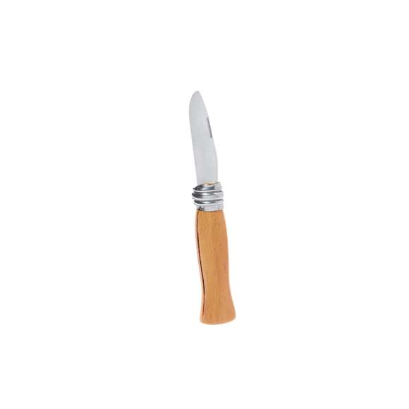 Navaja fabricada en resistente acero inox, con mango ergonómico fabricado en madera natural lacada y con anilla metálica de bloqueo. La aleación de la hoja garantiza resistencia a la corrosión y abrasión, siendo ideal para el uso frecuente con materiales duros. La hoja es de tipo spear, que se caracteriza por su forma de gota y destaca por su versatilidad a la hora de usarla. Presentada individualmente en caja blanca.