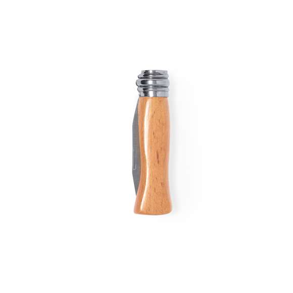 Navaja fabricada en resistente acero inox, con mango ergonómico fabricado en madera natural lacada y con anilla metálica de bloqueo. La aleación de la hoja garantiza resistencia a la corrosión y abrasión, siendo ideal para el uso frecuente con materiales duros. La hoja es de tipo spear, que se caracteriza por su forma de gota y destaca por su versatilidad a la hora de usarla. Presentada individualmente en caja blanca.