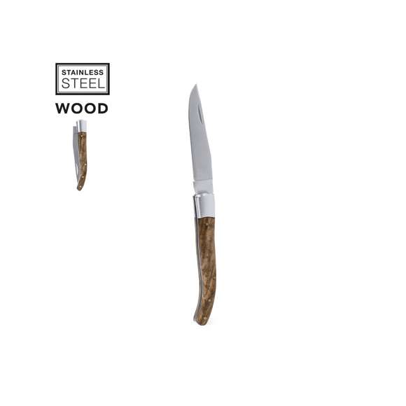Navaja fabricada en resistente acero inox, con mango ergonómico fabricado en madera natural lacada. La aleación de la hoja garantiza resistencia a la corrosión y abrasión, siendo ideal para el uso frecuente con materiales duros. La hoja es de tipo punta de aguja, que se caracteriza por su forma puntiaguda, con la parte superior recta. Presentada individualmente en caja de diseño kraft.