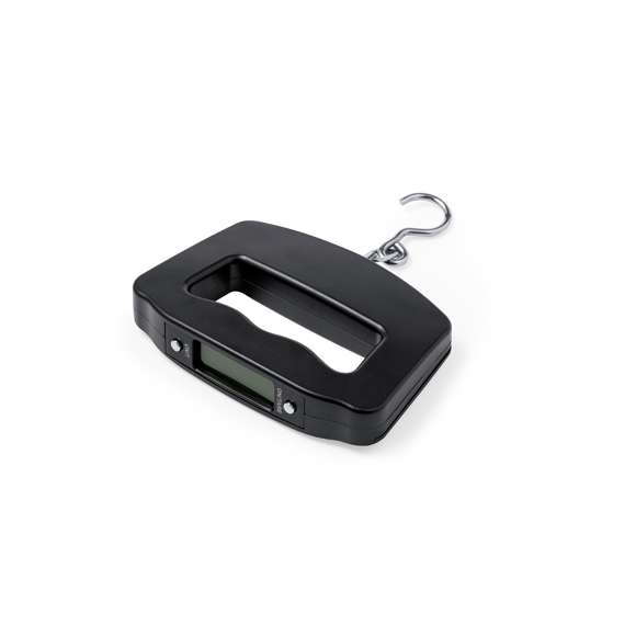 Báscula digital de mano portátil. De diseño ergonómico para adaptarse a la mano y facilitar la visualización de su pantalla LCD. Con botón ON/OFF, función TARA, y varias unidades de medida: gramos (g), kilogramos (kg), libras (lb) y onzas (oz). Con gancho metálico para facilitar el pesaje de diversos objetos y un peso máximo de 50kg. Incluye instrucciones en español e inglés y está alimentada por 2 pilas AAA (no incluidas). Presentada individualmente en caja de diseño kraft.