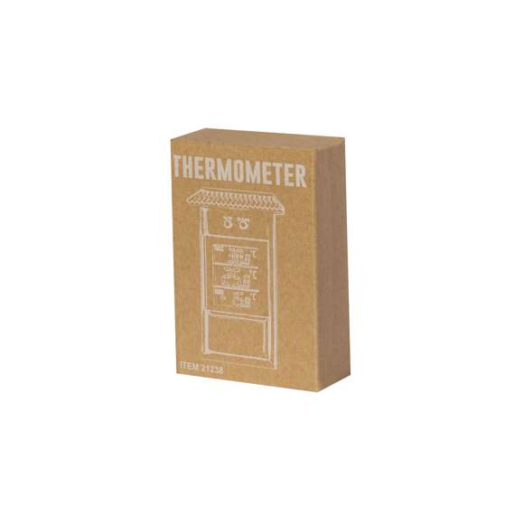 Práctica estación meteorológica de exterior y para colgar, con diseño de caseta. Con pantalla LCD para lectura rápida de temperatura máxima, media y mínima. En la parte superior contiene botón de reinicio y botón para elegir entre ºC o ºF. Inspirador diseño de caseta para poder colgar. Alimentado por 2 pilas AAA (no incluidas). Con instrucciones en español e inglés. Presentada individualmente en caja de diseño kraft.