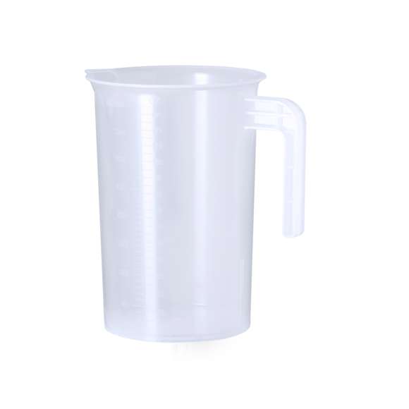 Jarra medidora de 4L fabricada en resistente PP transparente con asa. Con medidor lateral en tramos de 100 ml / 5oz y vertedor en el borde para evitar derrames.