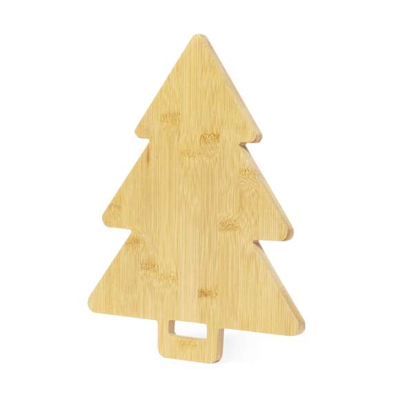 Tabla de cocina con original diseño en forma de árbol de navidad, fabricada en suave bambú y con asa troquelada para un firme manejo, muy fácil de limpiar y guardar. Materiales como el bambú fomentan la utilización de materias primas naturales reduciendo las emisiones contaminantes. Además, el bambú proviene de una planta de gran resistencia y versatilidad, con crecimiento y regeneración rápida, siendo una excelente alternativa al uso de madera tradicional.