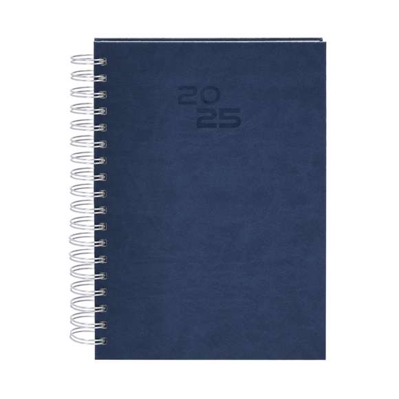Agenda de anillas tamaño B5, acabada en resistente y suave PU. Con cubiertas rígidas. Incluye caja kraft de presentación.Diseño página día y páginas con esquina troquelada para marcar el día. En 2 idiomas: castellano e inglés.