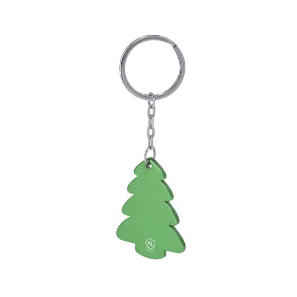 Llavero con diseño Árbol de Navidad fabricado en Aluminio Reciclado. Con distintivo de Aluminio Reciclado.El aluminio reciclado es un material con posibilidades de reciclaje casi infinitas, sin perder sus propiedades originales y consumiendo menos energía en este proceso.Certificación GRS (Global Recycled Standard / Estándar de Reciclaje Global), que garantiza el origen reciclado del material usado para fabricar el producto.