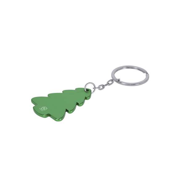 Llavero con diseño Árbol de Navidad fabricado en Aluminio Reciclado. Con distintivo de Aluminio Reciclado.El aluminio reciclado es un material con posibilidades de reciclaje casi infinitas, sin perder sus propiedades originales y consumiendo menos energía en este proceso.Certificación GRS (Global Recycled Standard / Estándar de Reciclaje Global), que garantiza el origen reciclado del material usado para fabricar el producto.