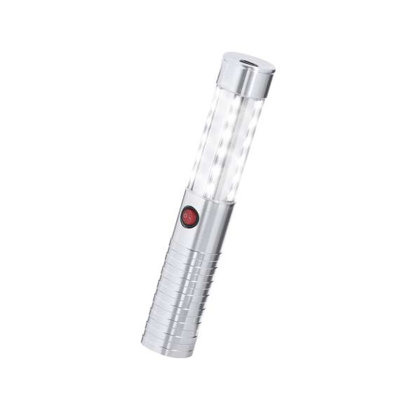 Bastón LED con 3 modos de luz: alta intensidad, media intensidad y luz intermitente. Equipado con 36 LEDs y botón de encendido/apagado. Su tamaño es ideal para acoplar en botellas, destacando en cualquier evento.