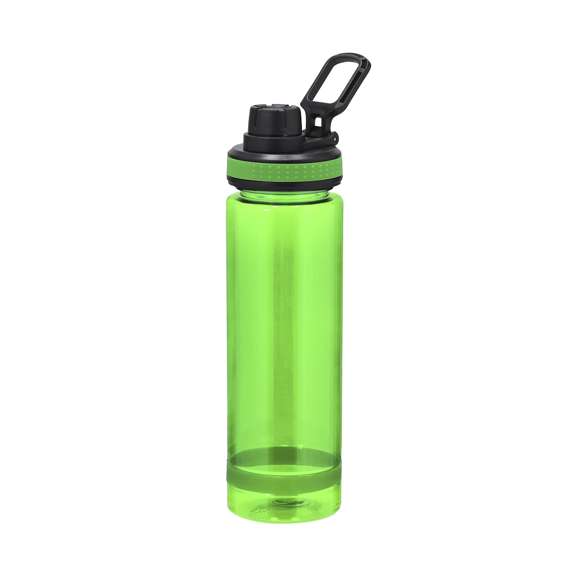 Bidón en resistente RPET y 700 ml de capacidad. En color translúcido mate. Incluye tapa negra de cierre a rosca para un óptimo sellado, cómodo tapón de rosca para beber y firme asa de transporte. Libre de BPA.El material RPET se elabora a partir de plástico reciclado, para así fomentar la reutilización de residuos plásticos y ayudar a la sostenibilidad del planeta.