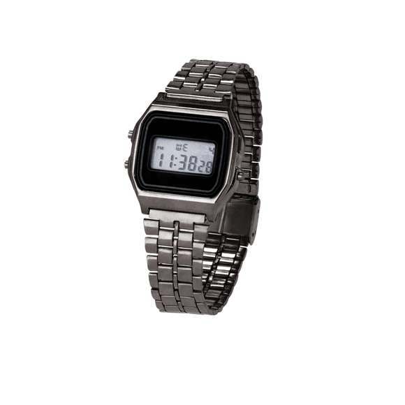 Reloj con sofisticado acabado metálico. Con pantalla con retroiluminación LED, que garantiza una lectura clara de la hora incluso en condiciones de poca luz. Ofrece una combinación de funciones prácticas, incluyendo hora, calendario, cronómetro y alarma, que permiten gestionar el tiempo de manera eficiente.Además, es resistente a salpicaduras, asegurando durabilidad y fiabilidad en el uso diario. Con tecnología moderna, elección ideal para quienes buscan un accesorio distintivo y funcional.