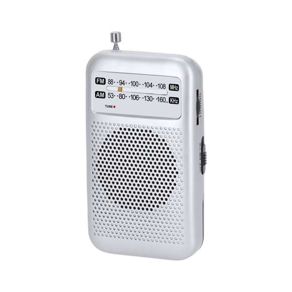 Radio de diseño vintage. Con altavoz de 3W de potencia. Opciones AM/FM con sintonización manual. Incluye botón de control de volumen y antena extensible. Dispone de salida jack de 3,5 mm. Alimentación a pilas (2xAA no incluidas).