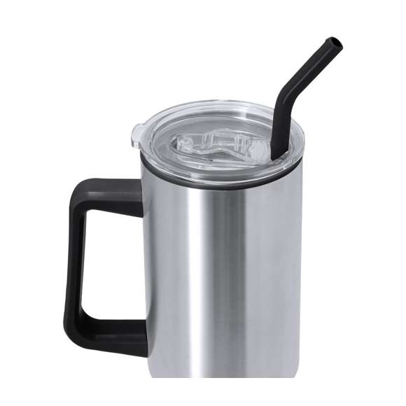 Jarra térmica de 1,2 L de capacidad. Fabricada en acero inoxidable e interior de PP en color negro. Libre de BPA. Con tapadera con sistema de cierre a presión con dosificador de fácil apertura y pajita incluida. Asa de transporte ergonómica para mayor comodidad. Es ideal para tener en tu escritorio, mesa o en cualquier superficie donde disfrutar tranquilamente de tu bebida favorita. El acero es uno de los materiales más demandados y que puede encontrarse casi en todas partes, desde productos de uso diario a grandes construcciones. Con innumerables propiedades, entre las que cabe destacar la durabilidad y su alto grado de reutilización, convirtiéndolo en una alternativa muy valorada en soluciones de sostenibilidad. Debidamente tratado, permite obtener nuevos recursos de infinita utilización.