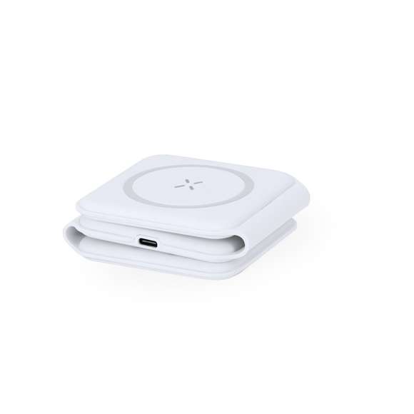 Completo cargador inalámbrico magnético 15W, diseñado para la carga simultánea del smartphone, auriculares y smartwatch. Un gadget todo en uno: plegable, portátil, de tamaño compacto, muy versátil y de diseño funcional. Conexión por usb Tipo C -cable incluido- y elaborado en resistente ABS de color blanco. Fabricado conforme a los estándares RoHS y en cumplimiento con los siguientes requisitos de seguridad:Sistema de protección contra sobrecalentamiento.Sistema de protección contra sobrecarga.Sistema de bloqueo para evitar cortocircuitos.