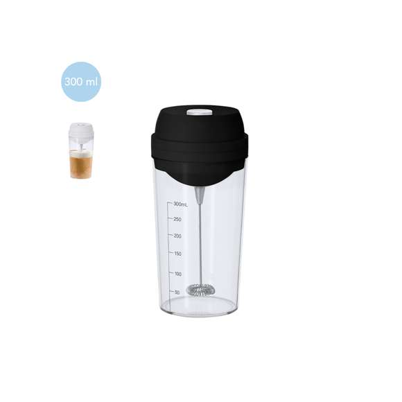 Vaso mezclador de 300 ml de capacidad. Con mezclador eléctrico en tapadera. Con dos velocidades y tapa ajustable. Incluye escala de medidas impresa en el lateral para disfrutar de la bebida perfecta. Fabricado conforme a los estándares RoHS y en cumplimiento con los siguientes requisitos de seguridad:Sistema de protección contra sobrecalentamiento. Sistema de protección contra sobrecarga. Sistema de bloqueo para evitar cortocircuitos.