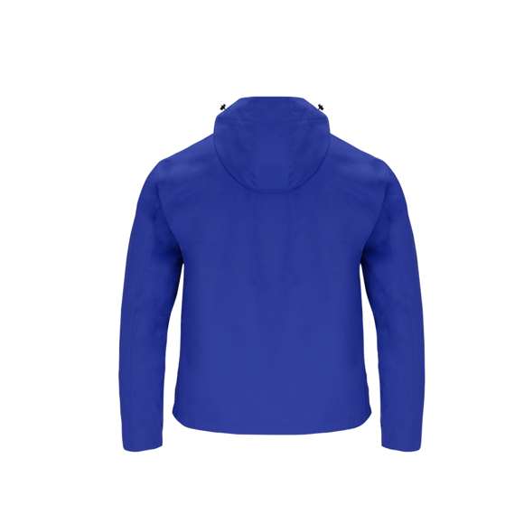 Parka Unisex con capucha, resistente al agua y cortavientos. Interior de malla gris oscuro, con capucha ajustable de cordón negro y ojales metálicos a tono. Cremallera frontal invertida en color negro, con tirador a juego. Dos bolsillos laterales con cremallera negra, tiradores a juego y un bolsillo interior. Puños ajustables con velcro negro.